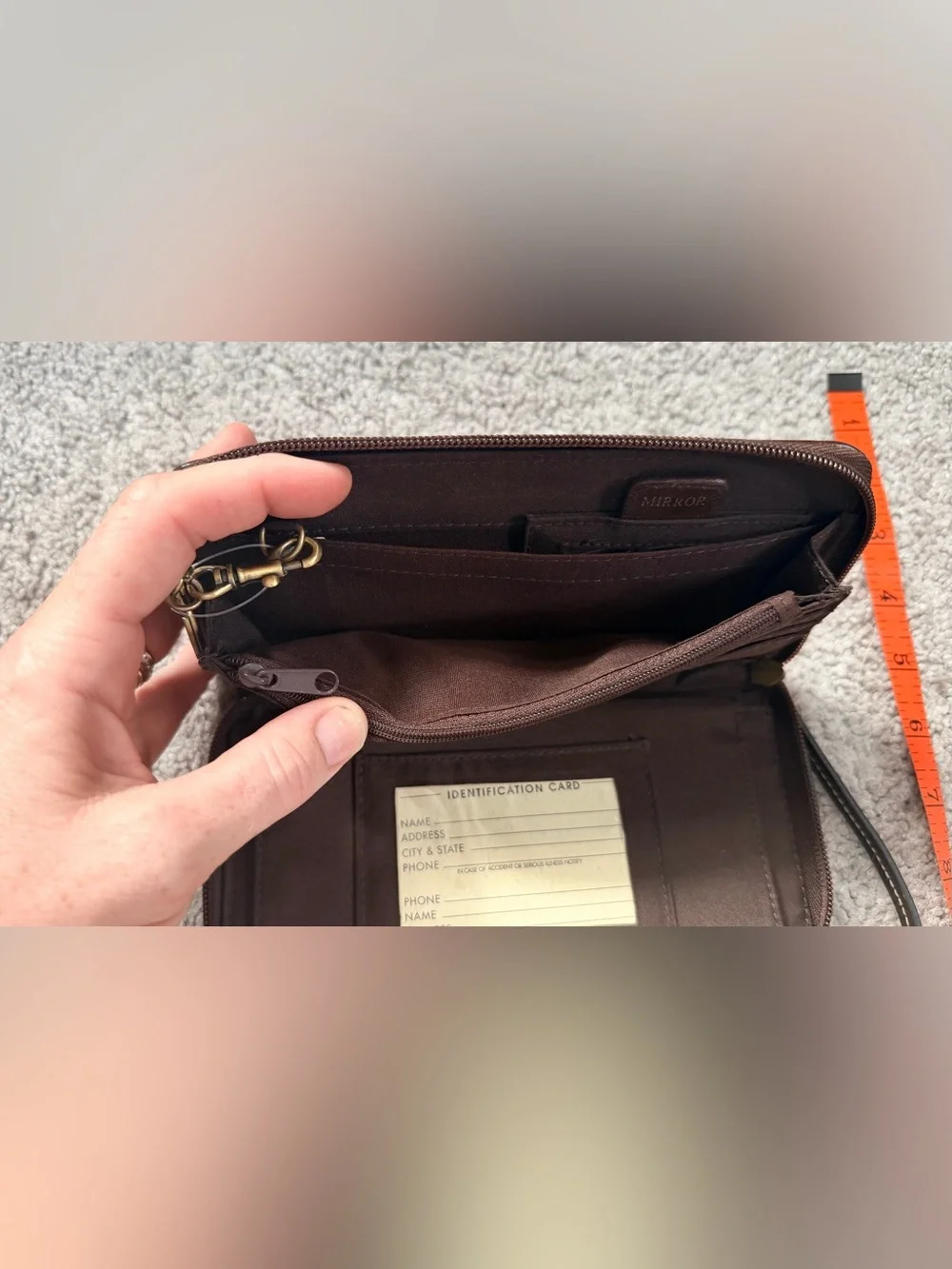 Dark Brown Leather Wristlet Wallet - Classic Travel Organizer NWOT